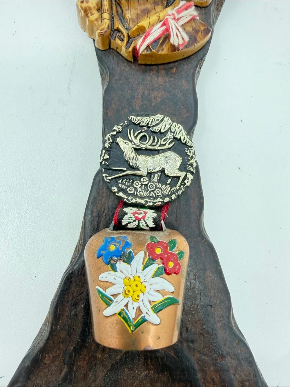 Vintage Austrian Folk Art Key Rack 2-Hook Liechtenstein Kitsch Cottage core